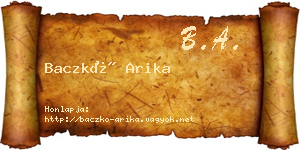 Baczkó Arika névjegykártya
